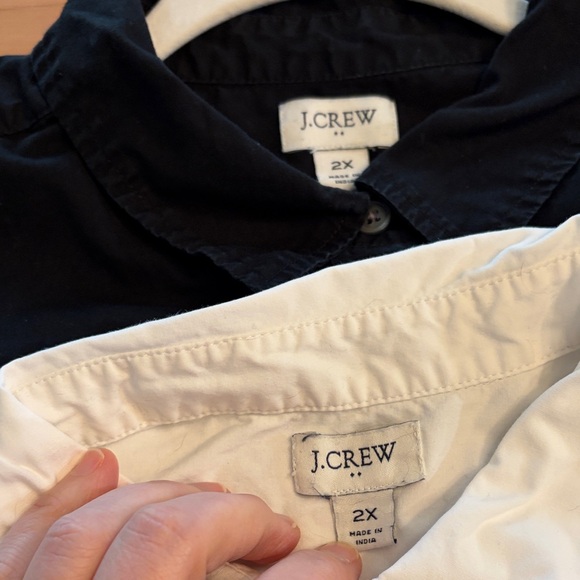 J. Crew 2 Shirt Bundle - 2X Black and White Cotton Tunic Button Down Shirts - Picture 2 of 10